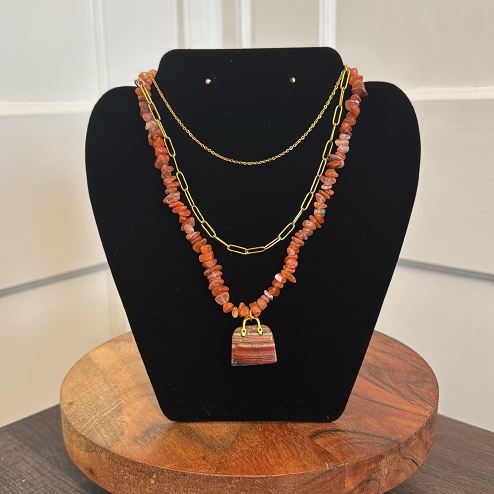 Layered Red Jasper 3 pc Necklace Stack